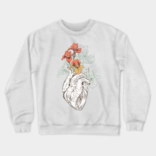 Human heart with flowers Crewneck Sweatshirt